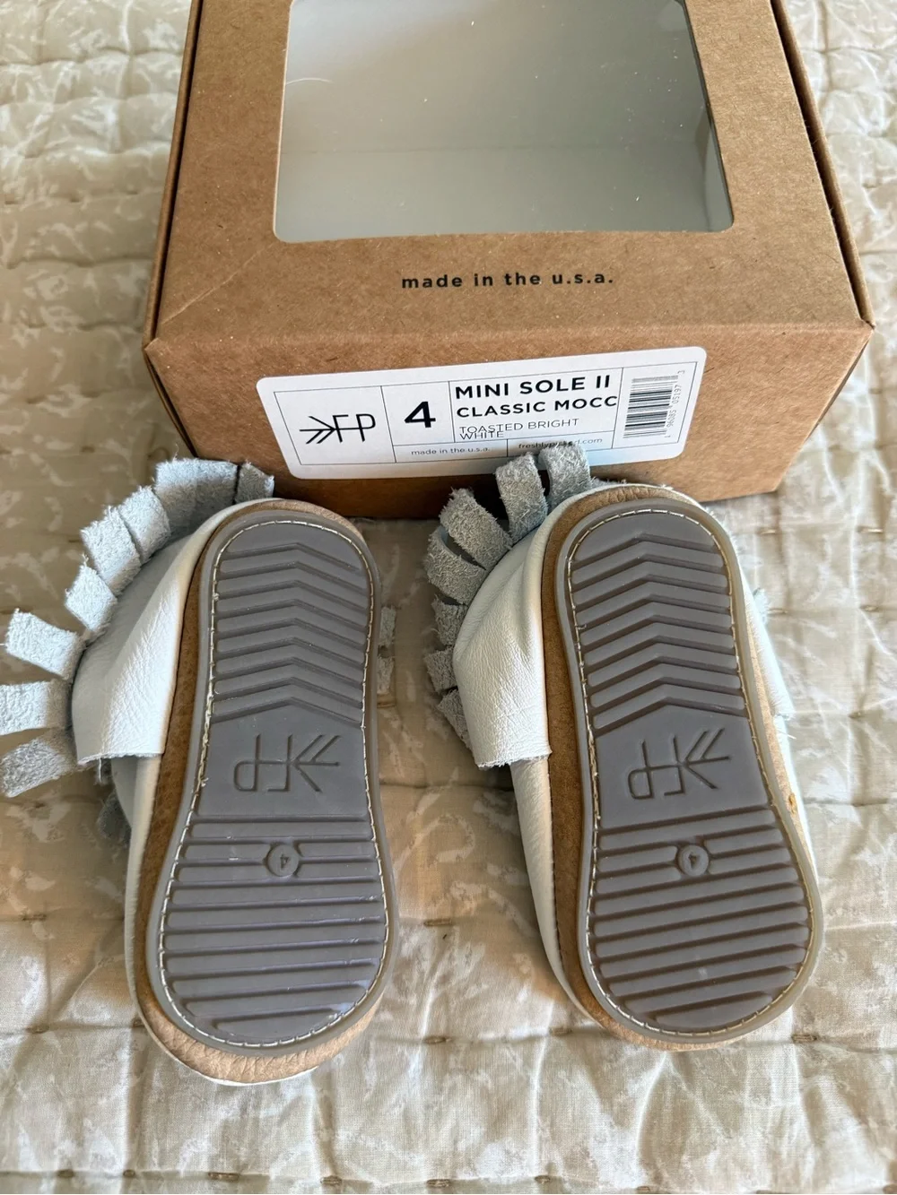 Freshly Picked Baby Girl Size 4 White Classic Moccasin Shoe